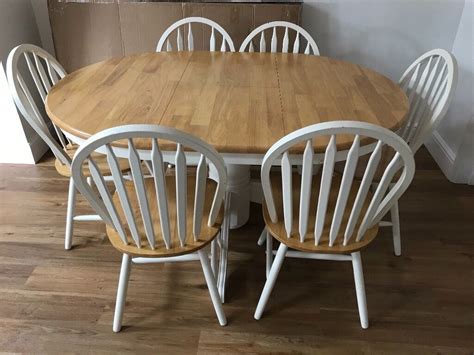 Extendable Dining Table & 6 Chairs White & Pine Colour | in Hucknall, Nottinghamshire | Gumtree