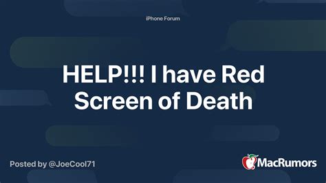 HELP!!! I have Red Screen of Death | MacRumors Forums