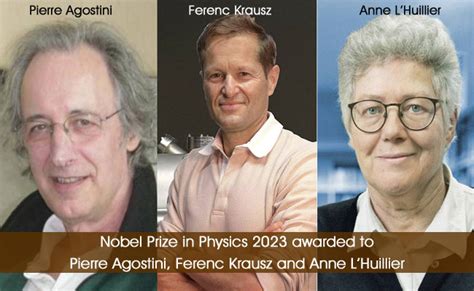 Nobel Prize in Physics 2023 awarded to Pierre Agostini, Ferenc Krausz and Anne L’Huillier ...