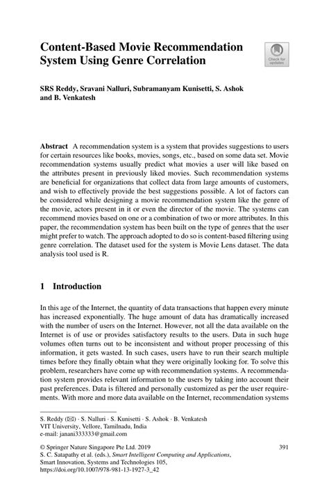 (PDF) Content-Based Movie Recommendation System Using Genre Correlation