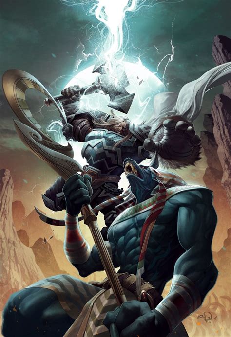 Smite Anubis & Thor by eDufRancisco | Anubis, Dark fantasy art, World mythology