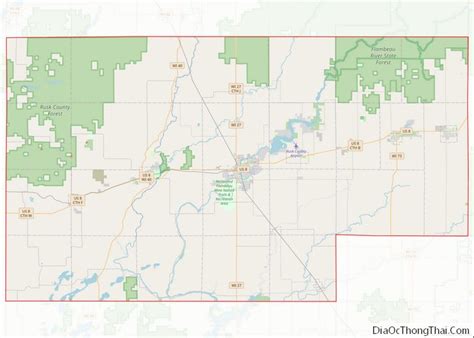 Map of Rusk County, Wisconsin - Thong Thai Real