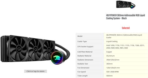 What is the exact model of the iBUYPOWER 360mm Addressable RGB Liquid ...