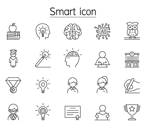 Smart, Genius, intelligence icon set in thin line style 2135309 Vector ...