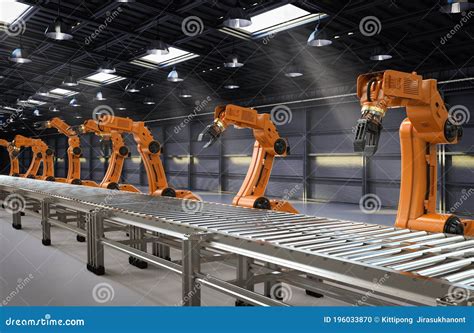 Robot assembly line stock illustration. Illustration of automation ...