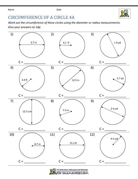 Perimeter And Area Of A Circle Worksheet