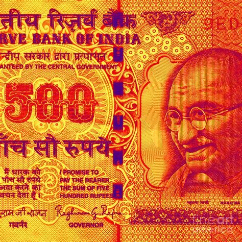 Mahatma Gandhi 500 rupees banknote Digital Art by Jean luc Comperat - Fine Art America