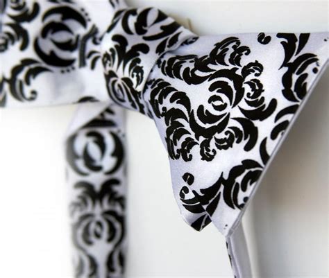 Black And White Damask Bow Tie. Self-tie Freestyle Bow Tie. Silkscreened Black Print. #2627331 ...