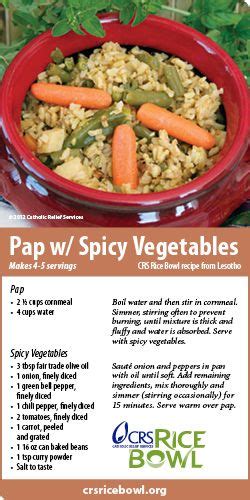 CRS Rice Bowl Recipe: Pap with Spicy Vegetables | Mixed vegetables ...