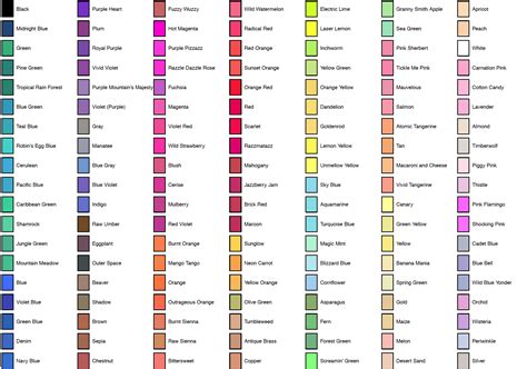 Names Of Crayon Colors