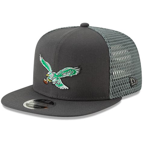 Men's New Era Graphite Philadelphia Eagles Throwback Logo Mesh Fresh ...