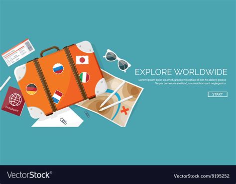 Travel and tourism flat style world earth map Vector Image