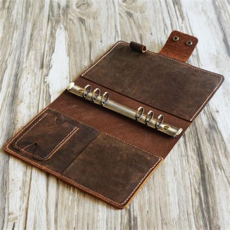 Personalized Leather Binder Cover, A5 Binder 6 Rings, Refillable Planner, Travelers Journal ...