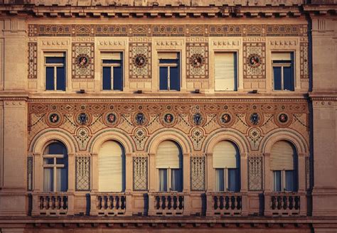 Vintage Historical Building Facade with Antique Decorations. Stock ...