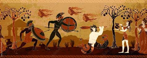 Ancient Greece banner. Myth and legends. History and culture. Classical medieval style. Vector ...