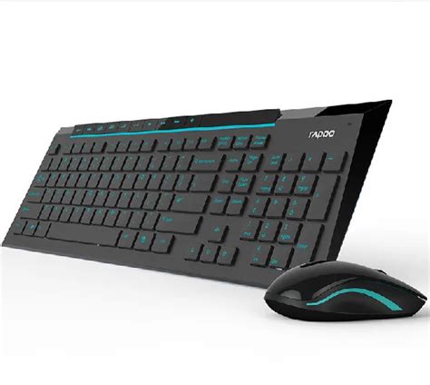 rapoo 8200P wireless optics keyboard & mouse rapoo keyboard with blue backlit wireless mouse-in ...