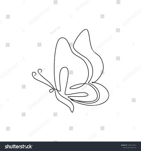 One Single Line Drawing Beautiful Butterfly Stock Vector (Royalty Free ...