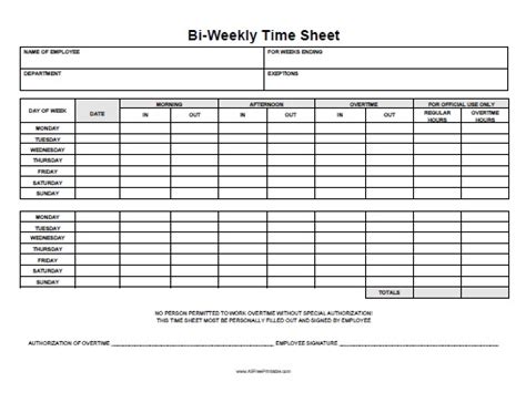 Printable Timesheets Bi Weekly | Template Business PSD, Excel, Word, PDF