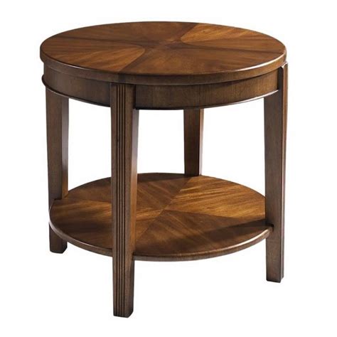 Somerton Home Furnishings Wood Blend Golden Brown Round End Table in ...