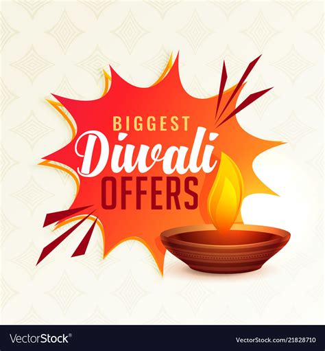 Diwali festival offer banner with diya Royalty Free Vector