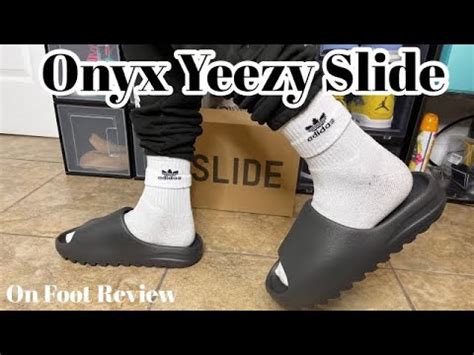 Adidas Yeezy Slides Onyx Review + On Foot Review Sizing tips & GIVEAWAY - YouTube