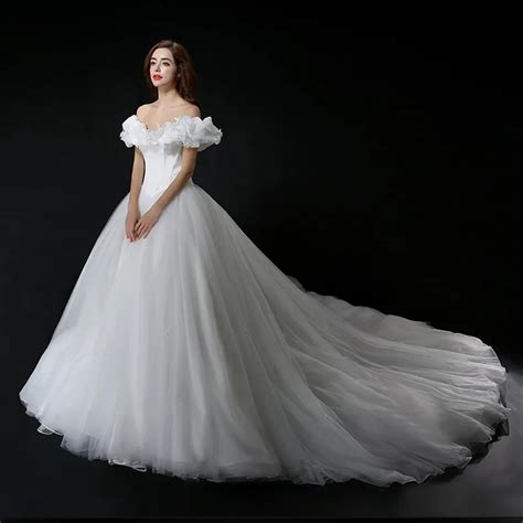 Romantic White Ball Gown Wedding Dress 2016 Tulle Butterflies Puffed ...