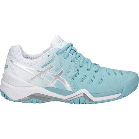 Asics Womens GEL-Resolution 7 Tennis Shoes - Porcelain Blue/White - Tennisnuts.com