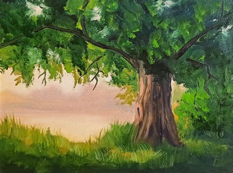 Oak Tree Painting Original Art Tree of Life Painting on Canvas | Etsy