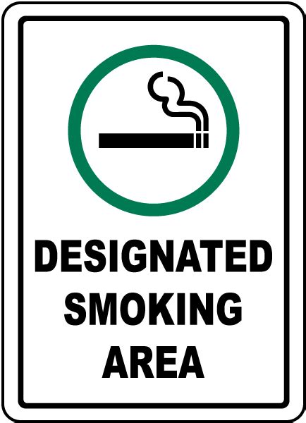 Designated Smoking Area Sign - Save 10% Instantly