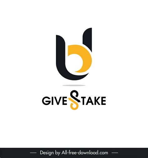 Give take bd logo template elegant modern flat stylized text curves arrow sketch Vectors graphic ...