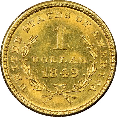 1849 Small Head No L G$1 MS Gold Dollars | NGC