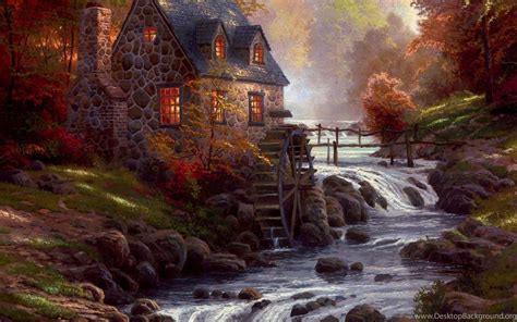 Thomas, Kinkade, Autumn, Wallpaper, Desktop, Background, Desktop ... Desktop Background