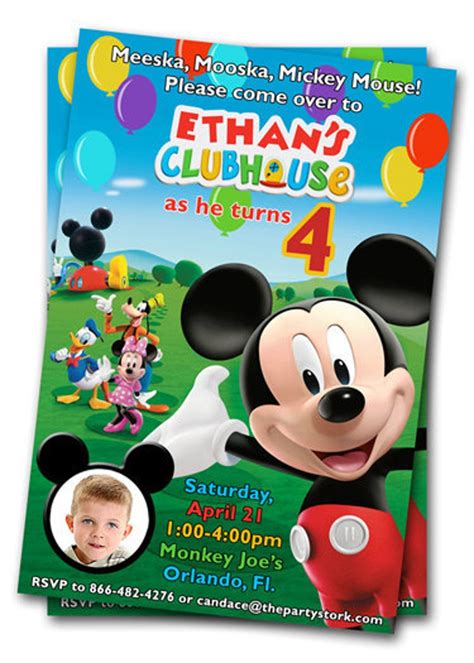 Mickey Mouse Clubhouse Birthday Invitations Printable Mickey - Etsy