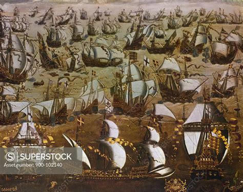 English Ships and the Spanish Armada 1588 English School (16th Century ...