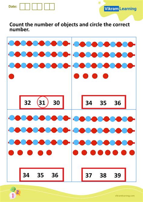 Download count the number of objects and circle the correct number worksheets | vikramlearning.com