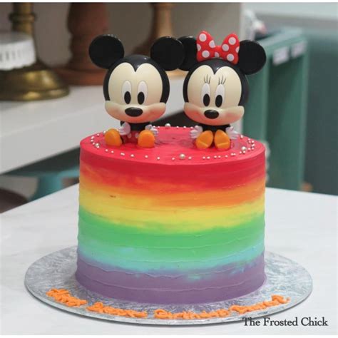 Mickey & Minnie Inspired Rainbow Cake (Expedited)