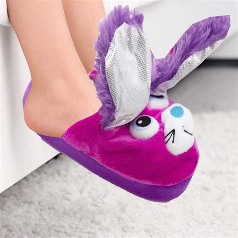 Stompeez Bunny Slippers With Personality! Purple / Pink, Small Size 9-11