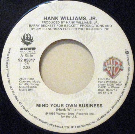 Hank Williams Jr. – Mind Your Own Business (1986, Vinyl) - Discogs