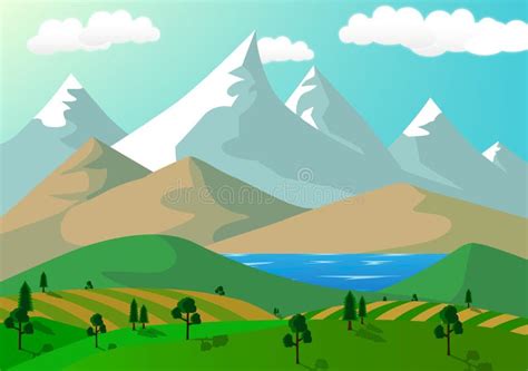 Snowy Mountain Cartoon Background Stock Illustration - Illustration of ...