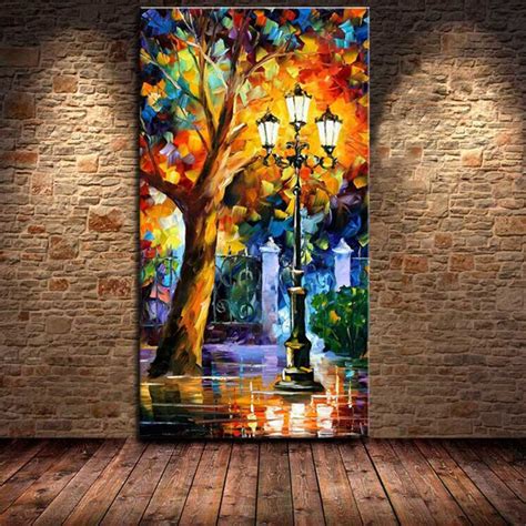 Large Handpainted Abstract Modern Wall Painting Rain Tree Road Palette Knife Oil Painting On Ca ...