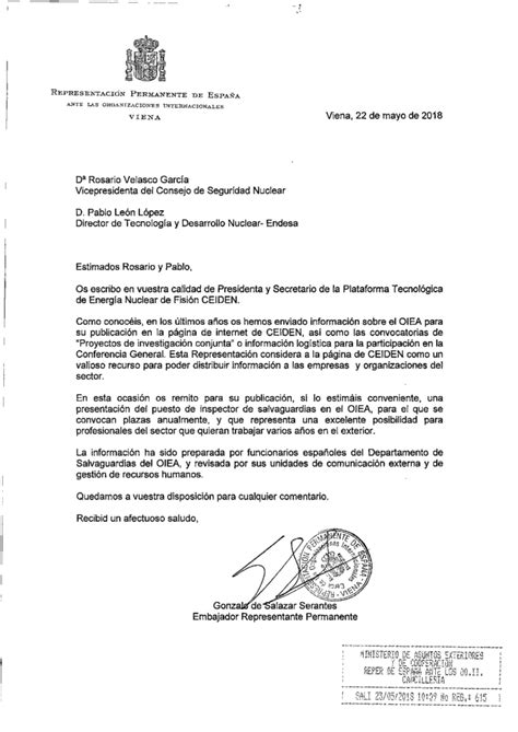 Carta Para La Embajada