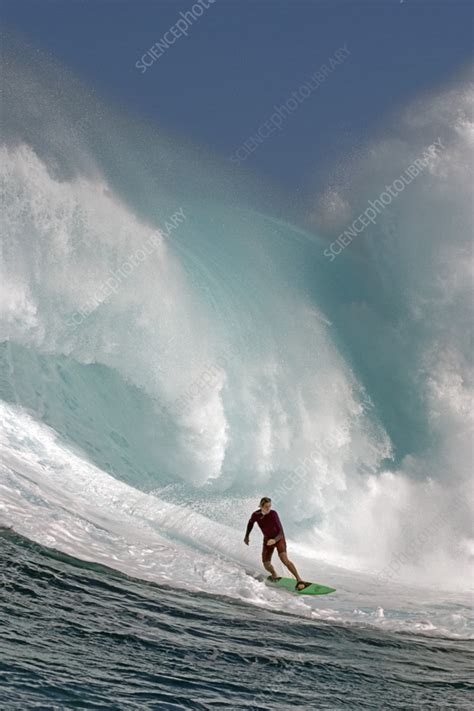 Big wave surfing in Hawaii, USA - Stock Image - C056/7758 - Science Photo Library