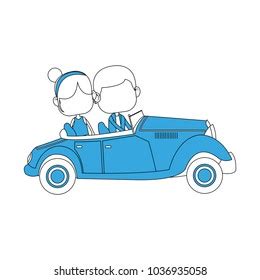 Cute Boy Girl Driving Vintage Car Stock Vector (Royalty Free) 1036935058 | Shutterstock