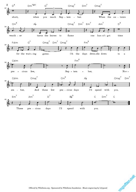 Sheet: Notes & chords - September Song - Sheet nhạc | Nốt nhạc | Hợp âm ...