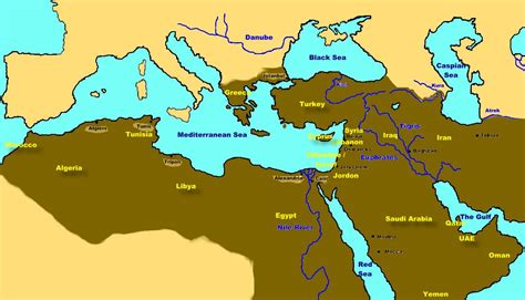 Physical Map Of Middle East Rivers