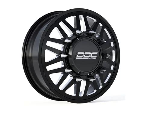 DDC Wheels Aftermath Dually Wheel Set 20x8.25 10x225 Black Milled Ford ...