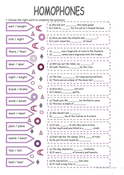 Homophone And Homonym Worksheet