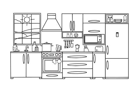 Kitchen with furniture. Modern cozy kitchen interior. Vector 26088548 ...