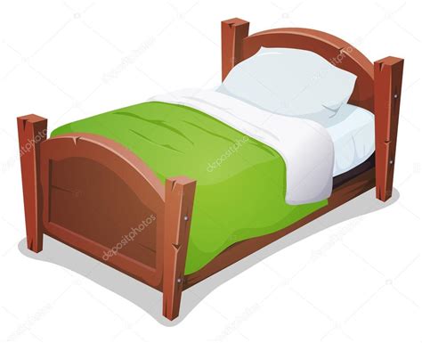 Wood Bed With Green Blanket Stock Vector Image by ©benchyb #81034912