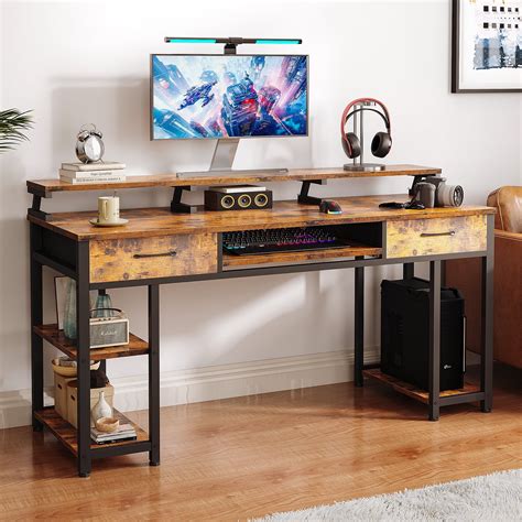 63 inch Computer Desk with Keyboard Tray, Gaming Writing Desk with ...